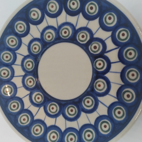 Handmade and painted Boleslawiec tea cup saucer set - Picture 3 of 5